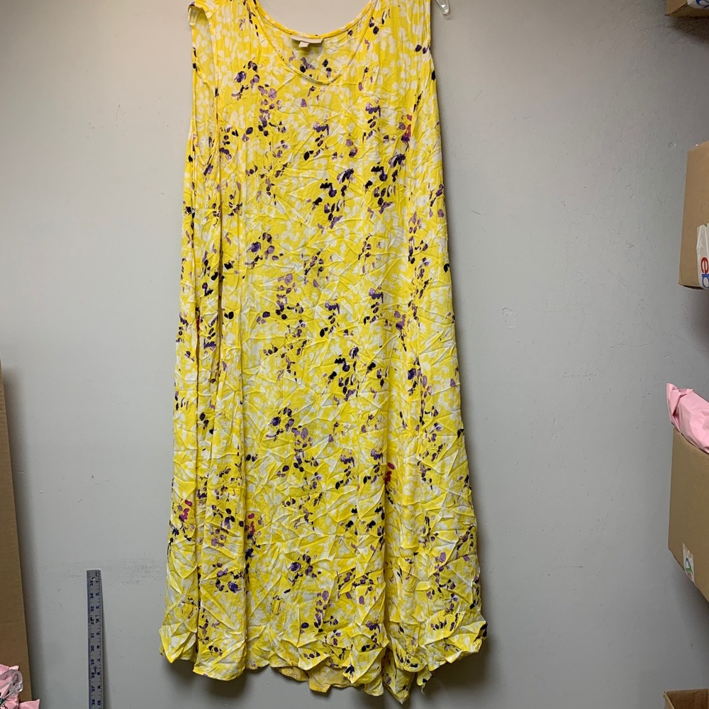 Woman Within Maxi Dress Women 2X Petite Yellow Excellent Floral Rayon Sleeveless